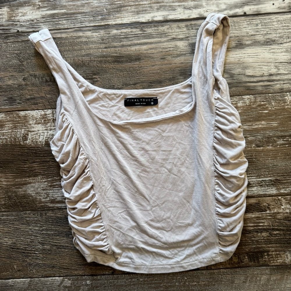 Final Touch Small Women's Cream Ruched Top